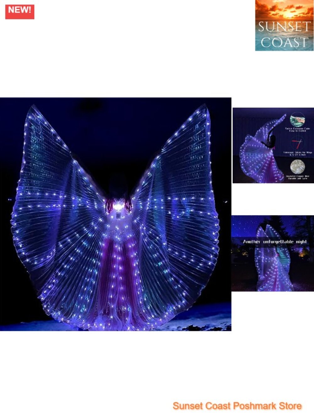 LED Butterfly Wings Light Up Angel Wings with Telescopic Sticks Kids Costume